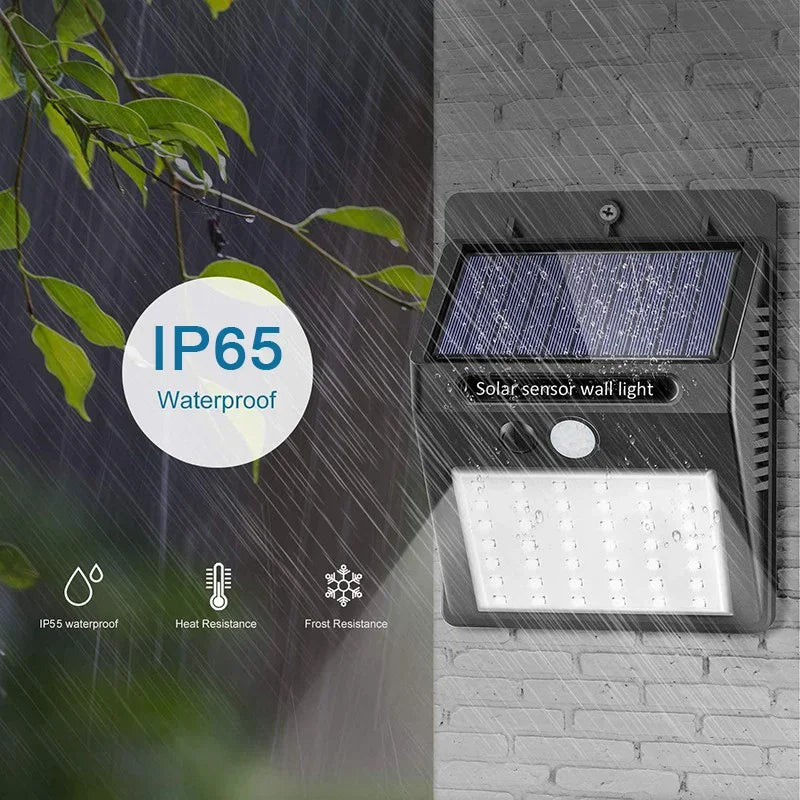 Lámpara Solar con Sensor de movimiento PIR para exteriores, luz de pared impermeable alimentada por energía Solar, decoración de jardín, 30 LED