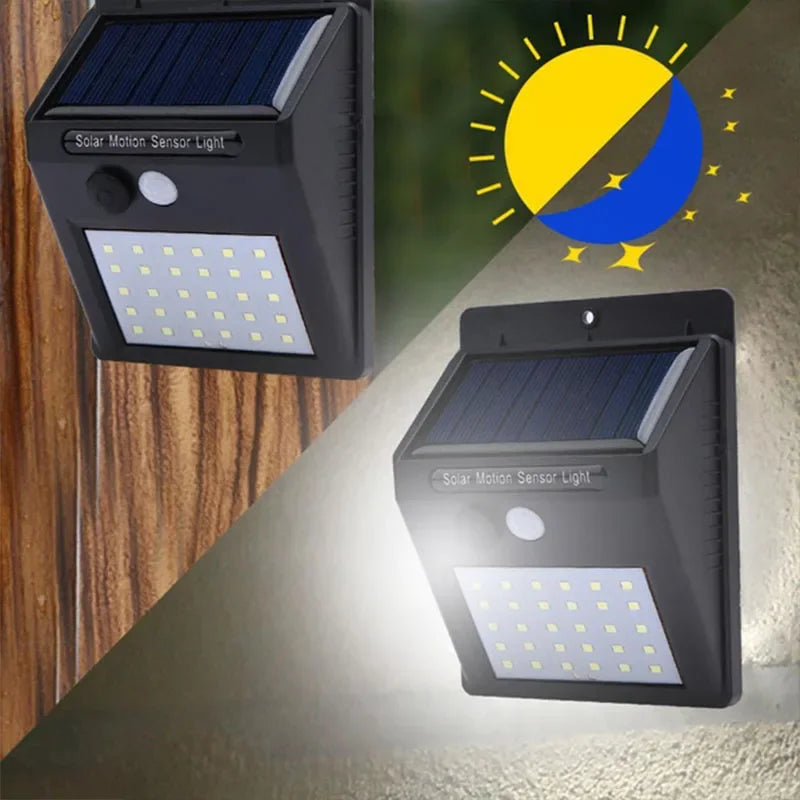 Lámpara Solar con Sensor de movimiento PIR para exteriores, luz de pared impermeable alimentada por energía Solar, decoración de jardín, 30 LED