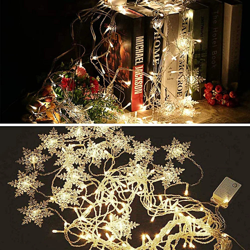 Luces de hadas de copo de nieve de Navidad 96LED, 4M