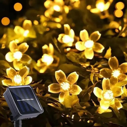 Guirnalda Solar de 5M20Led, luces LED de flor de cerezo y flor de Sakura